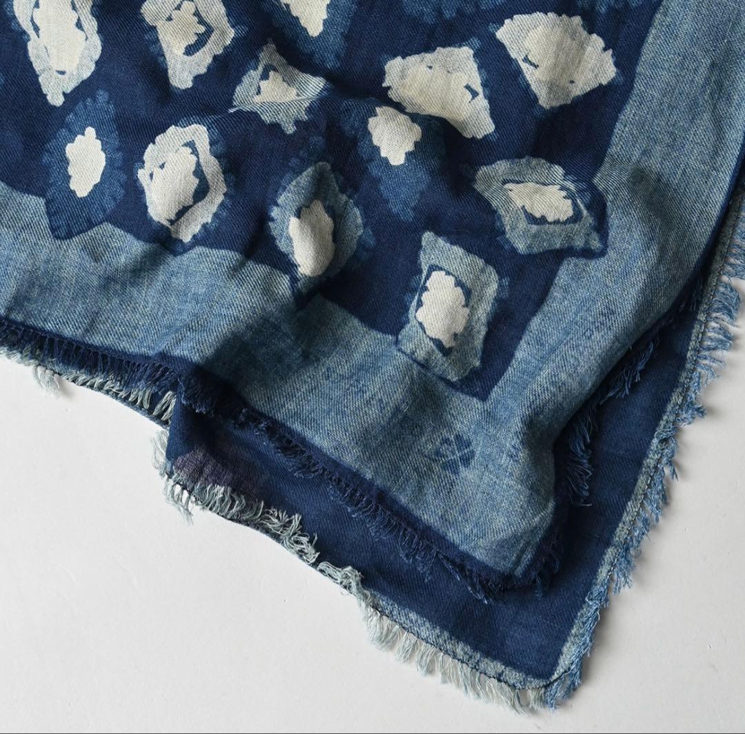 45R2025新作新品未使用スーピマ綾のHAPPらくがき風呂敷インディゴブルー