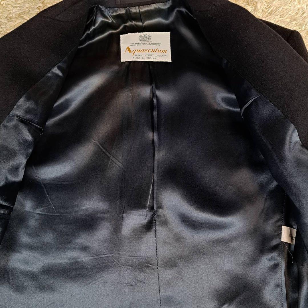 美品　アクアスキュータム　チェスターコート　カシミヤ　ネイビー　比翼