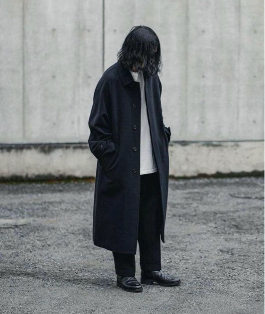 オーラリー　22aw カシミヤ　ウール　モッサー　ステンカラーコート　3