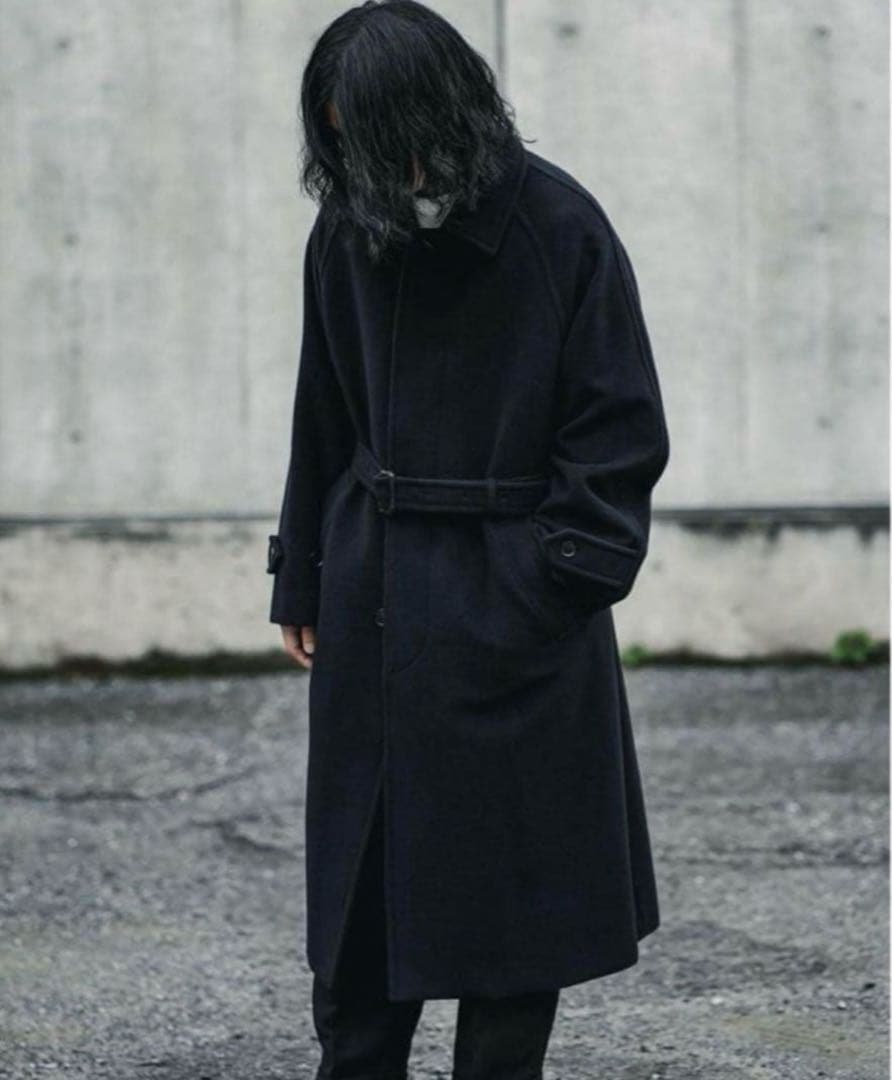 オーラリー　22aw カシミヤ　ウール　モッサー　ステンカラーコート　3