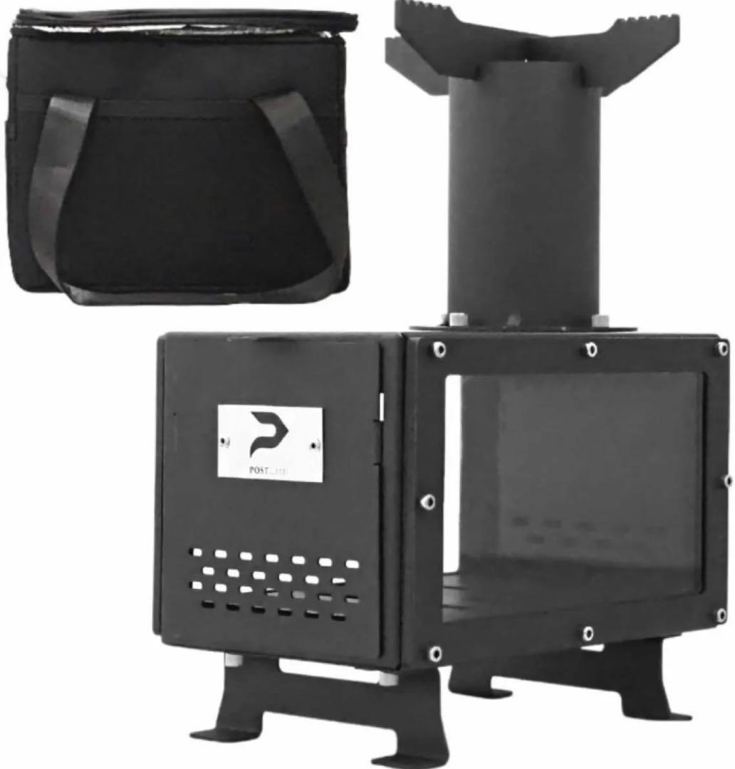 薪ストーブ POSTCAMP 両面ガラス 焚き火台 キャンプ 卓上 二次燃焼