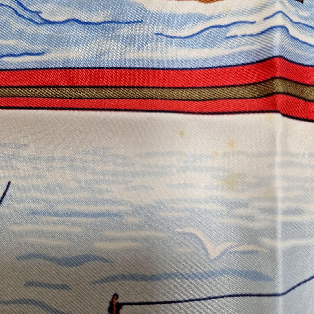 HERMESカレ.大判スカーフヨット海柄