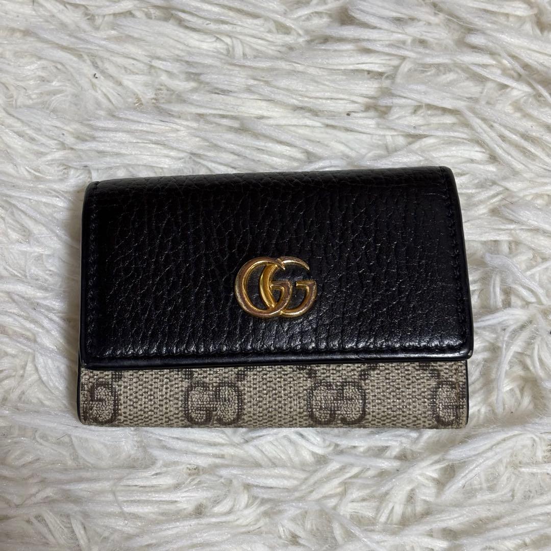 GUCCI グッチ GGマーモント 6連キーケース レザー 黒 箱 保存袋付