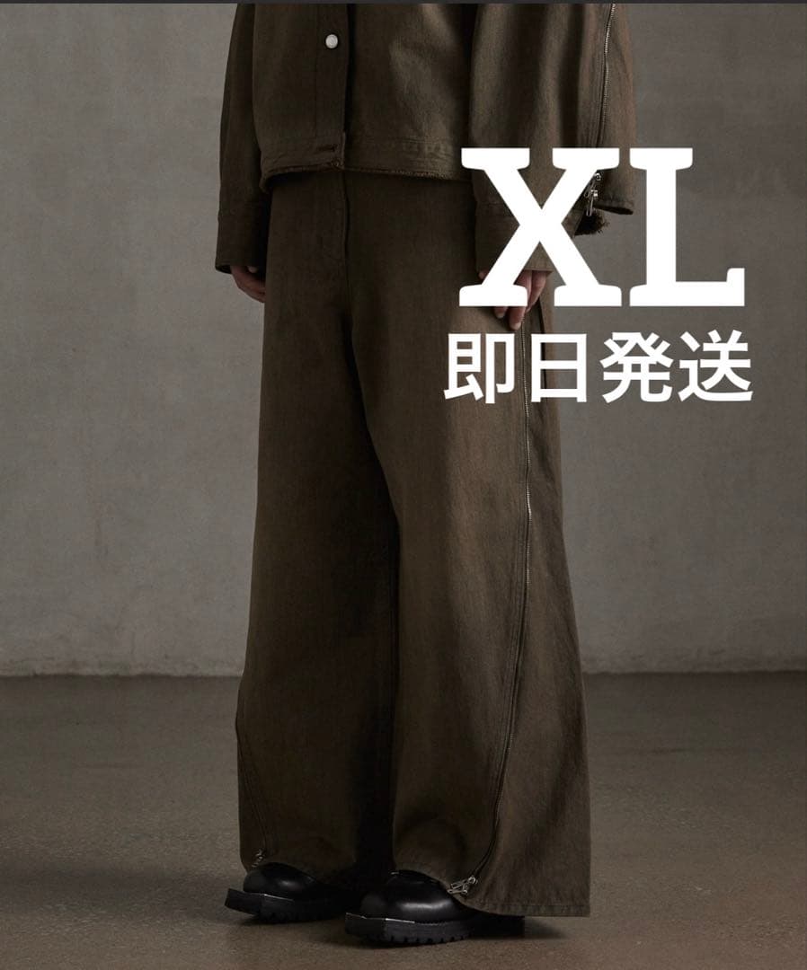 最安値 Grancy ジップデザイン バギーデニム パンツ ブラウン - メルカリ