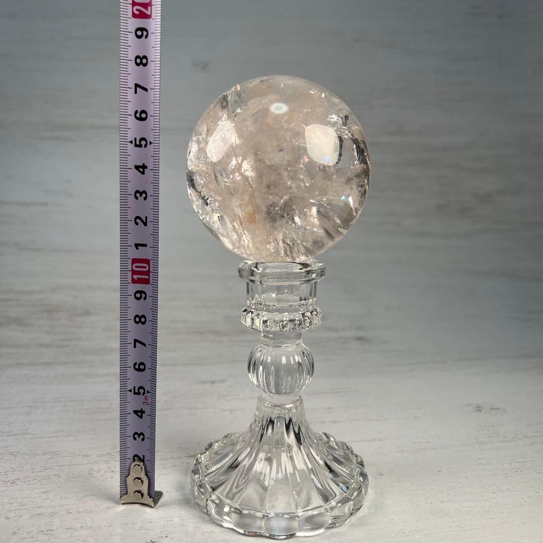 天然石　ピンクアゼツライト　スフィア　台座付き　76ミリ