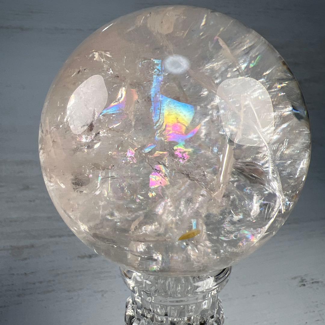 天然石　ピンクアゼツライト　スフィア　台座付き　76ミリ