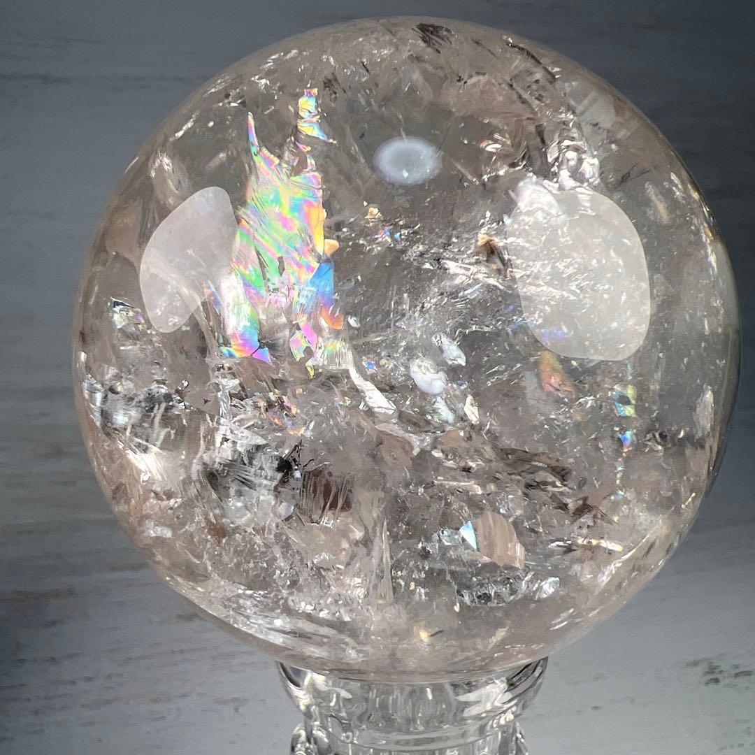 天然石　ピンクアゼツライト　スフィア　台座付き　76ミリ