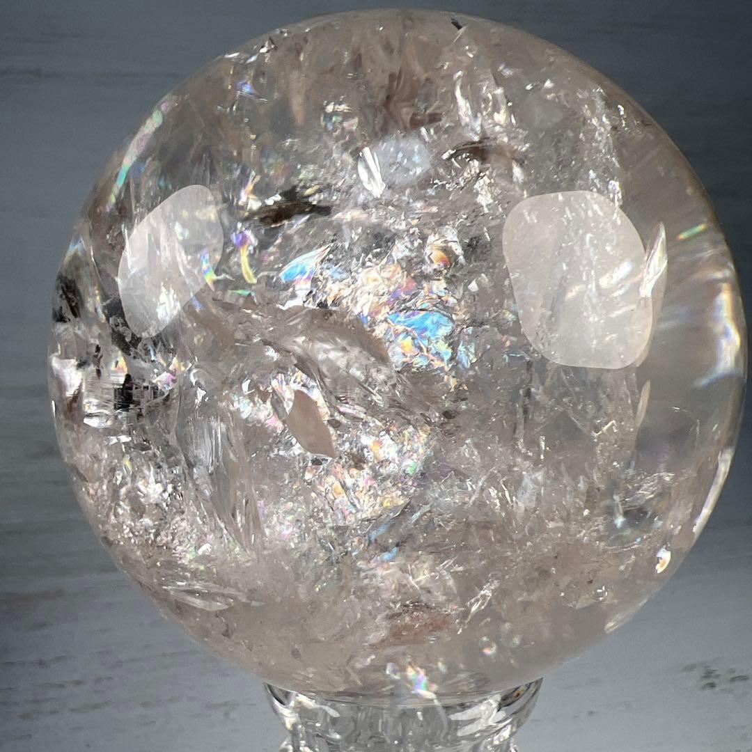 天然石　ピンクアゼツライト　スフィア　台座付き　76ミリ