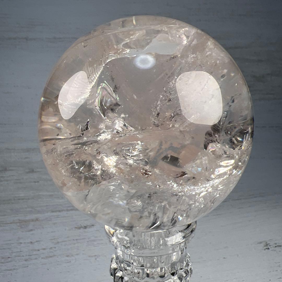 天然石　ピンクアゼツライト　スフィア　台座付き　76ミリ