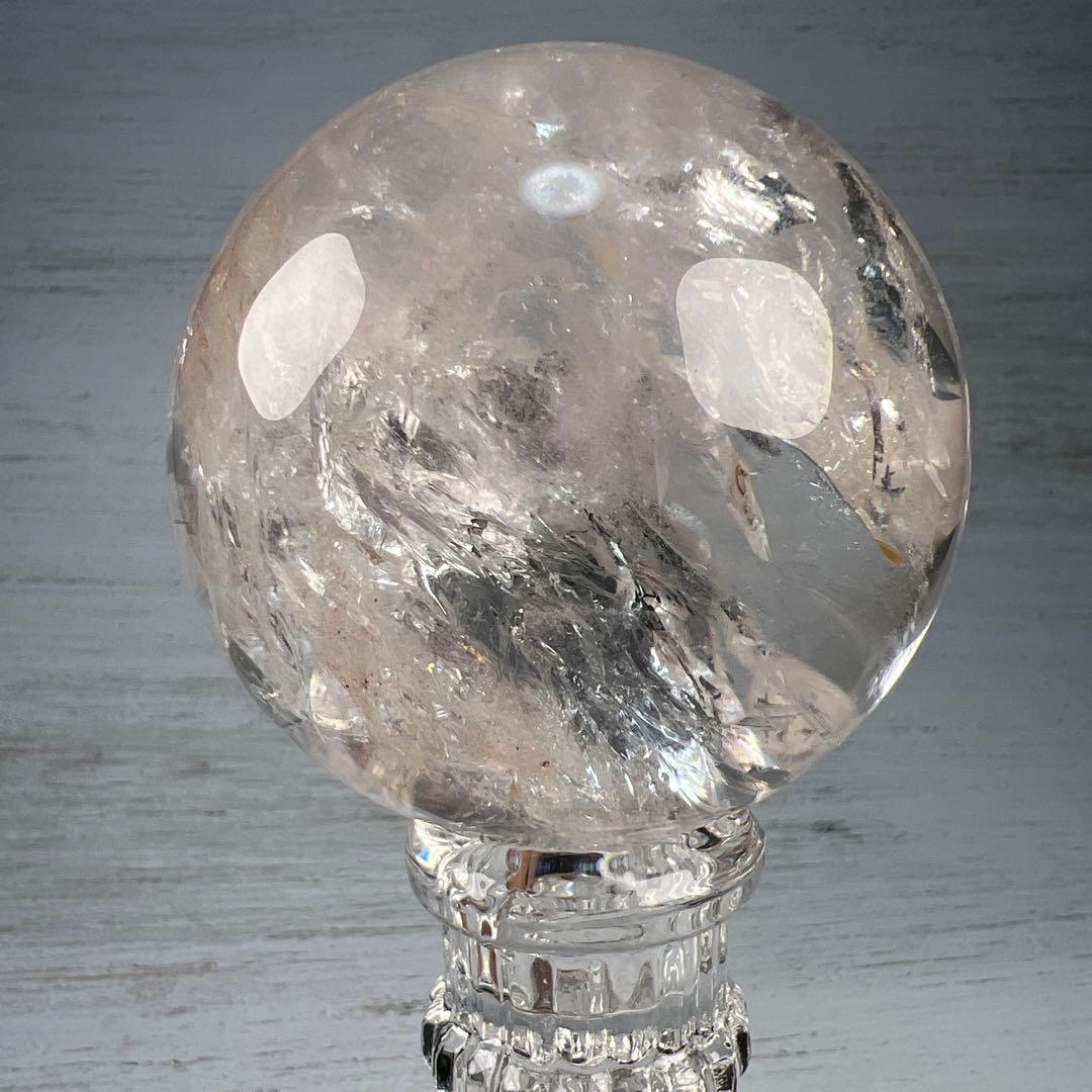 天然石　ピンクアゼツライト　スフィア　台座付き　76ミリ