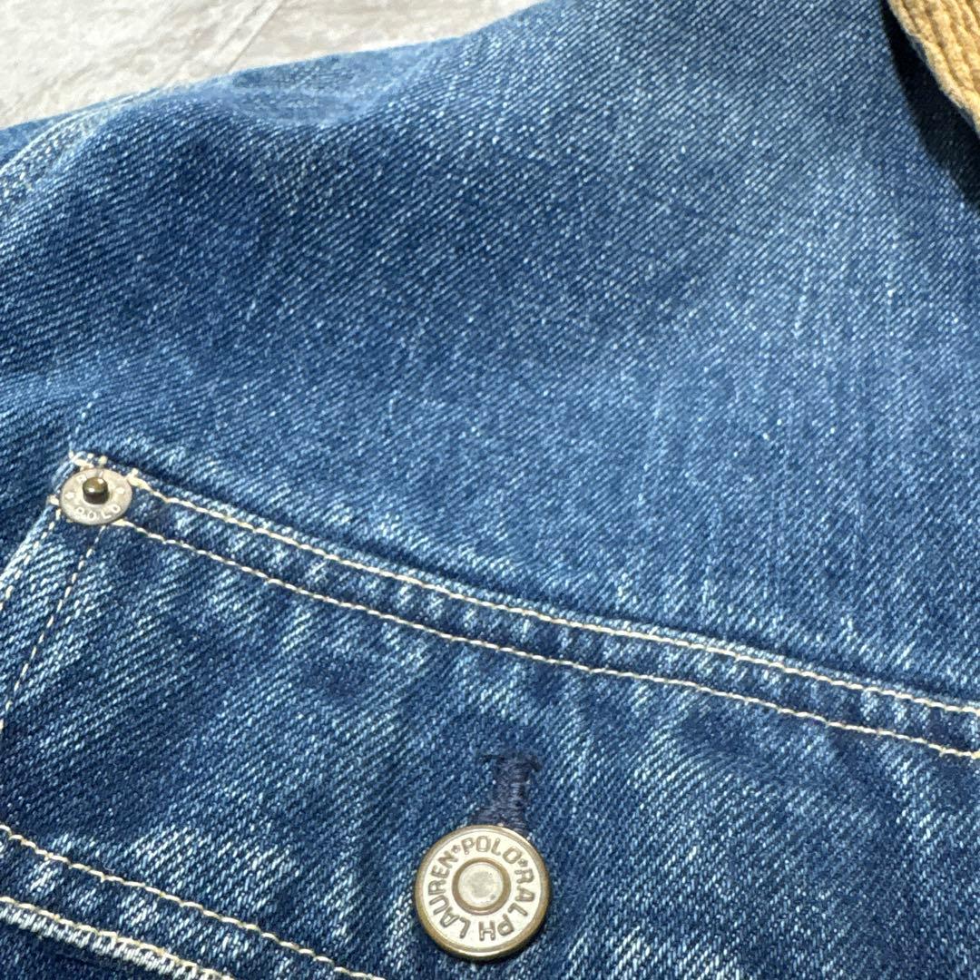 90s ラルフ　裏地赤ネル　XL 短丈ボックス　極上の色落ち　アタリ　襟コーズ