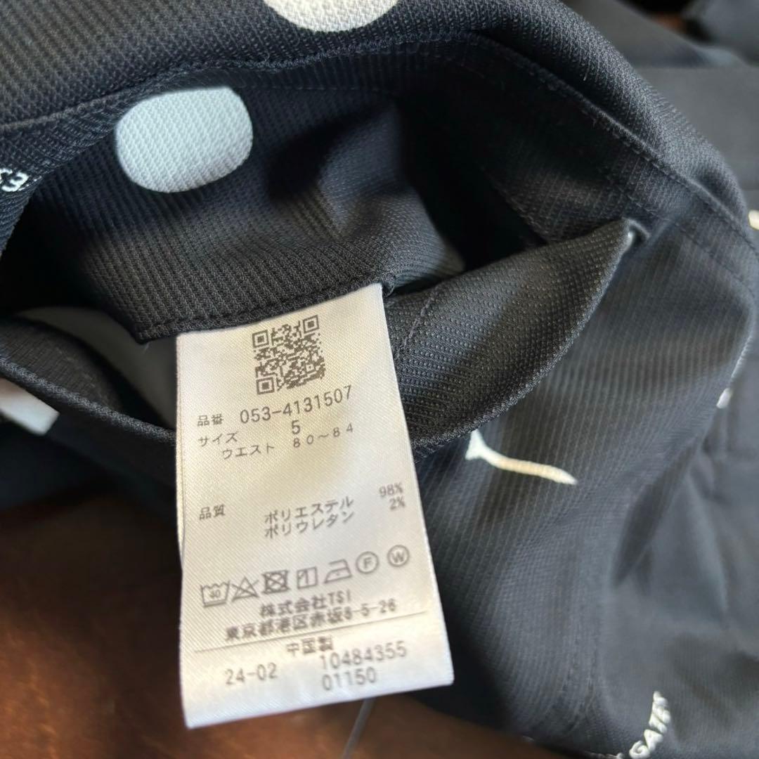 パーリーゲイツ　京都プリント　ブラックドット柄プリント　パンツサイズ5