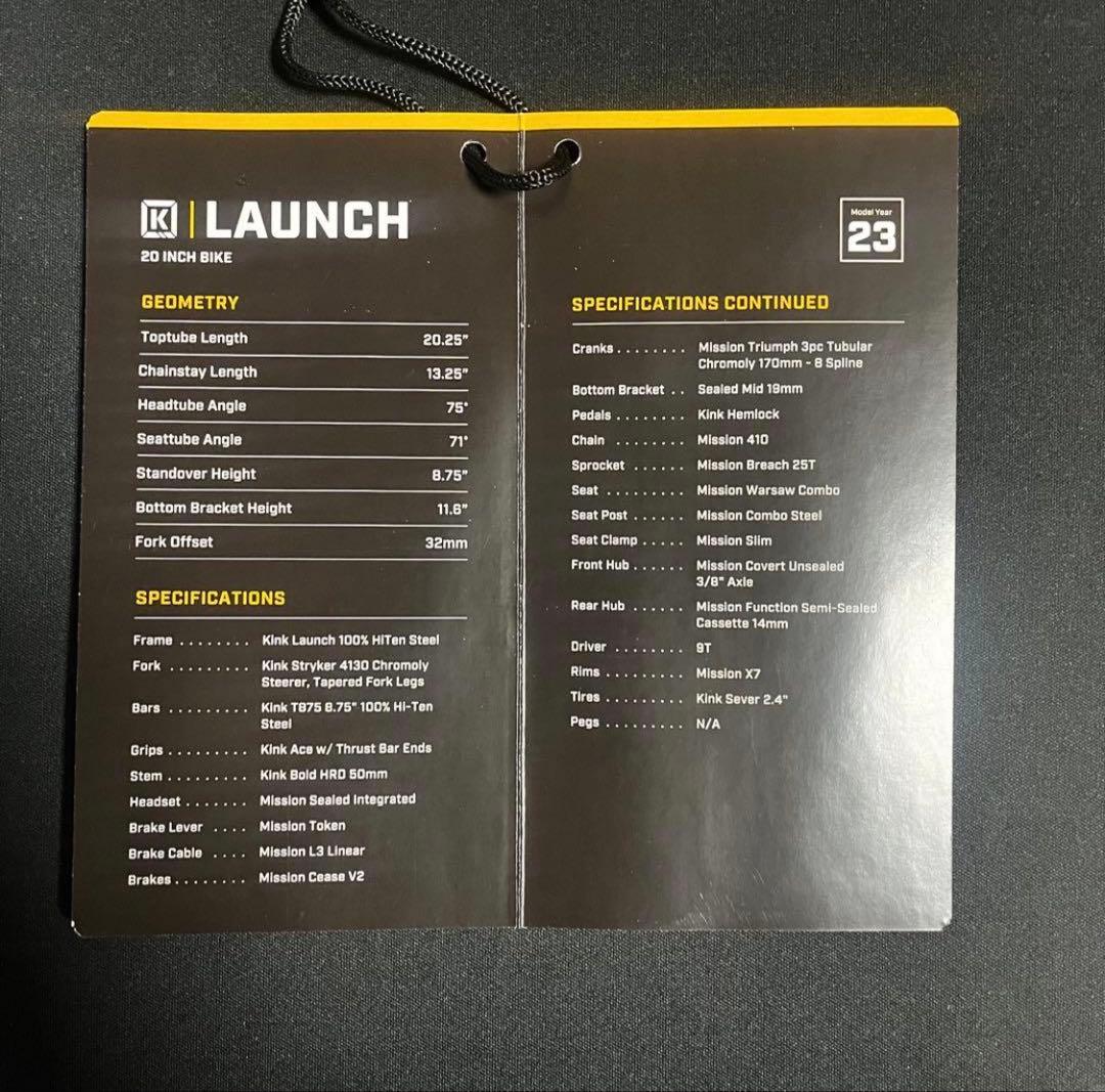 KINK LAUNCH 2023年モデル BMX バイク 20.25インチ