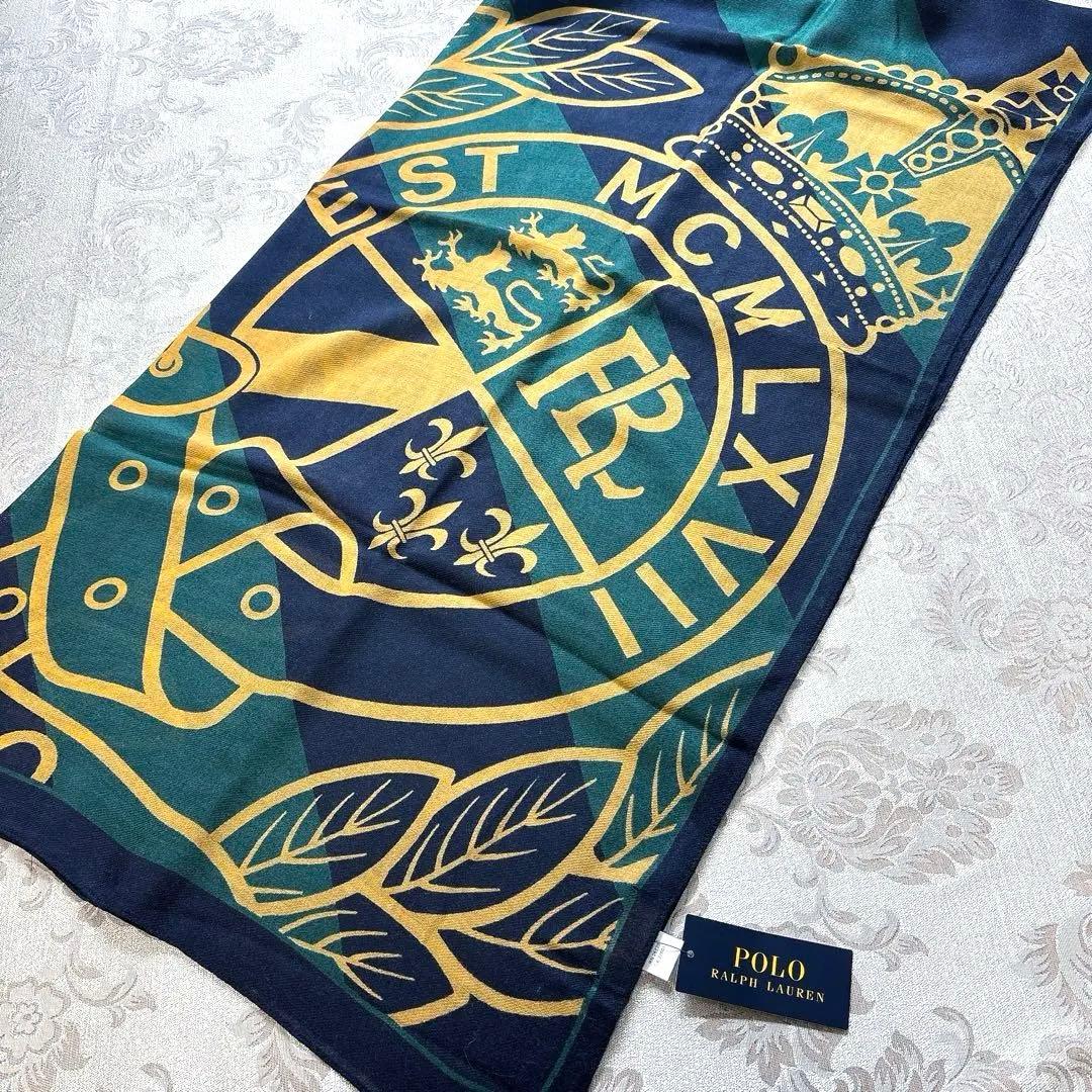 みんみ❤️未使用タグ付き❤️ポロラルフローレン❤️大判ストール　ウール　ネイビー