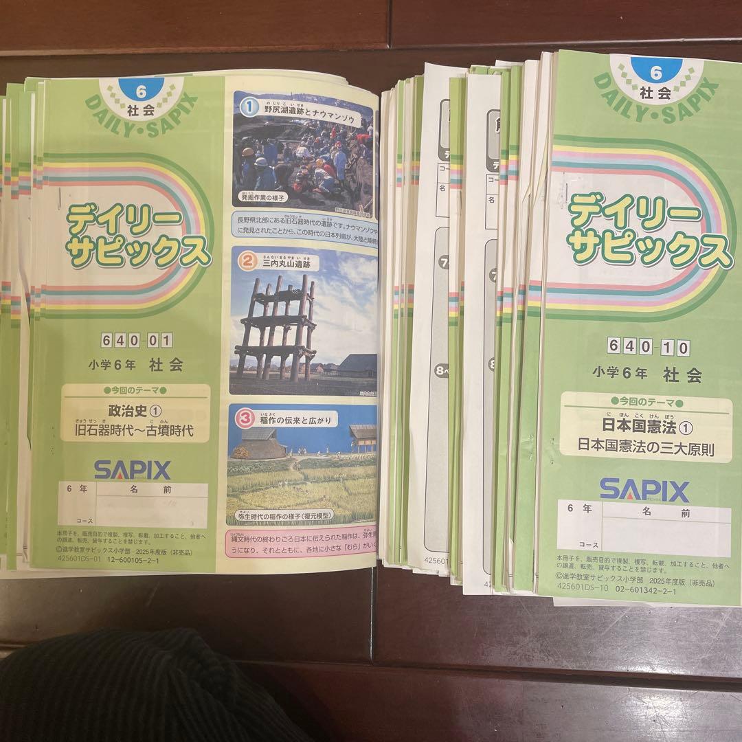 サピックス 6年生 最新 ☆理科☆社会☆1年分全テキスト デイリー