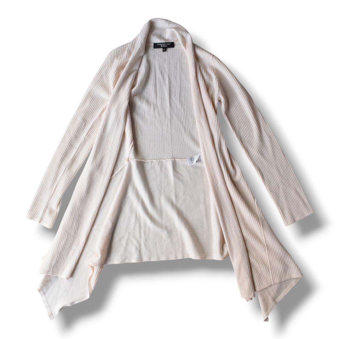 上海灘 メリノウール ドレープニットワンピース カーディガンXS イタリア製 白