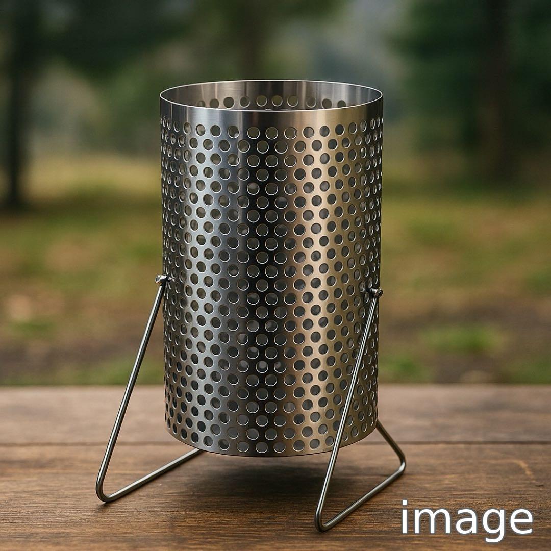 ハンドメイドステンレス製焚き火バケット