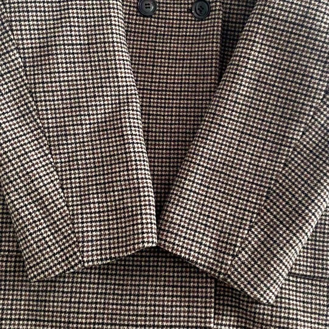 美品 フレームワーク FRAMeWORK ミニチェックコート ブラウン系 38