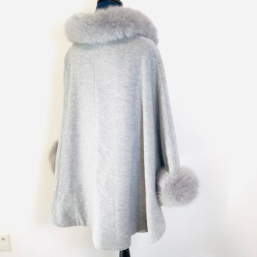 【新品タグ付き 完売品】La Mode ファー ポンチョ ウール ケープ