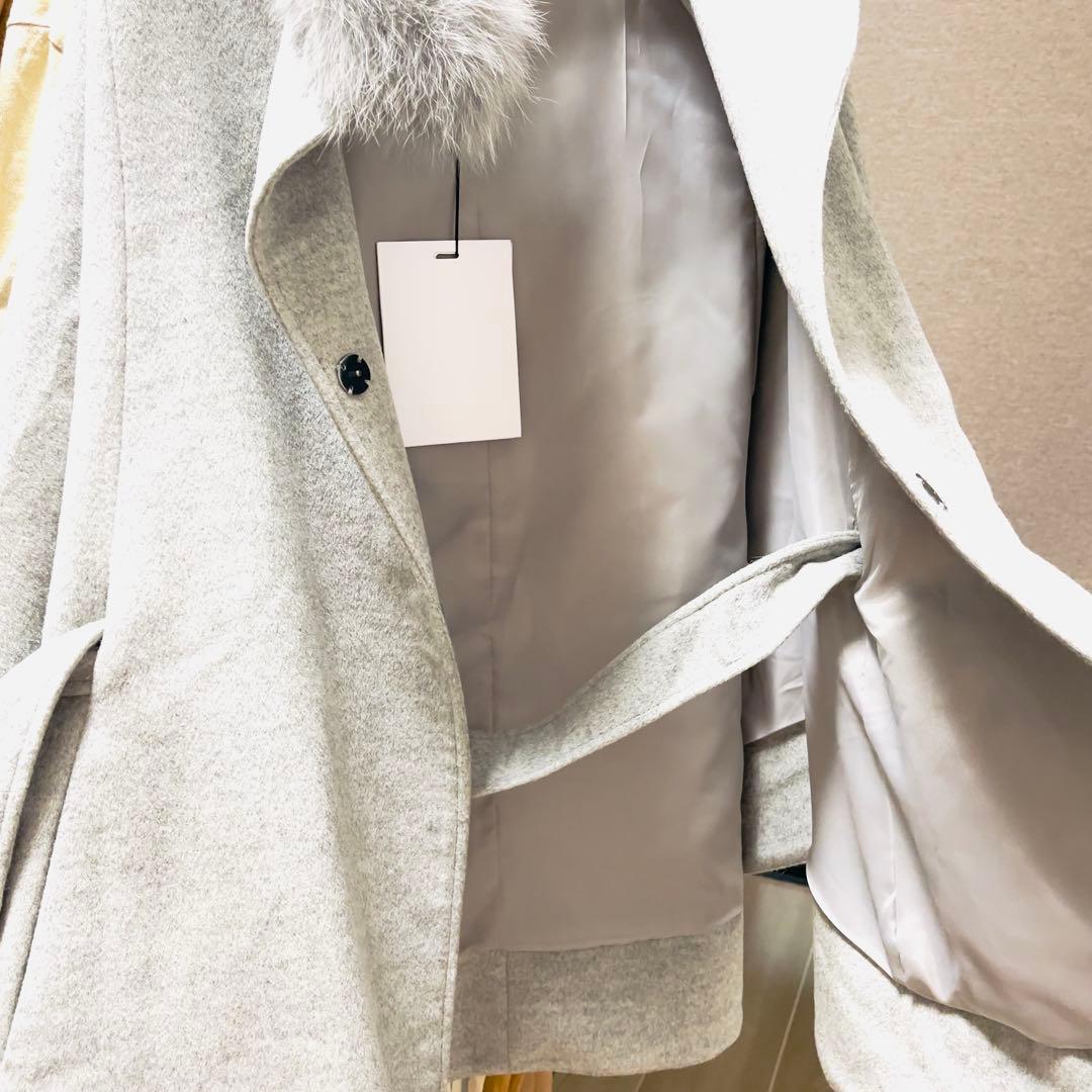 【新品タグ付き 完売品】La Mode ファー ポンチョ ウール ケープ