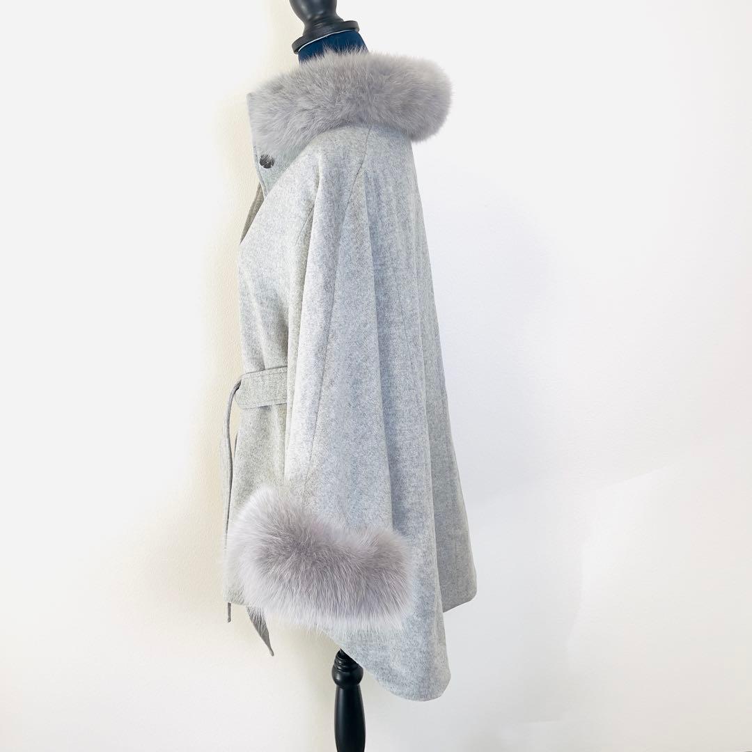 【新品タグ付き 完売品】La Mode ファー ポンチョ ウール ケープ