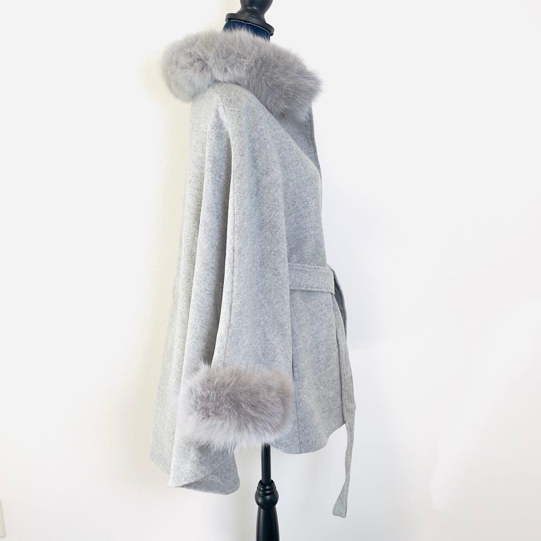 【新品タグ付き 完売品】La Mode ファー ポンチョ ウール ケープ