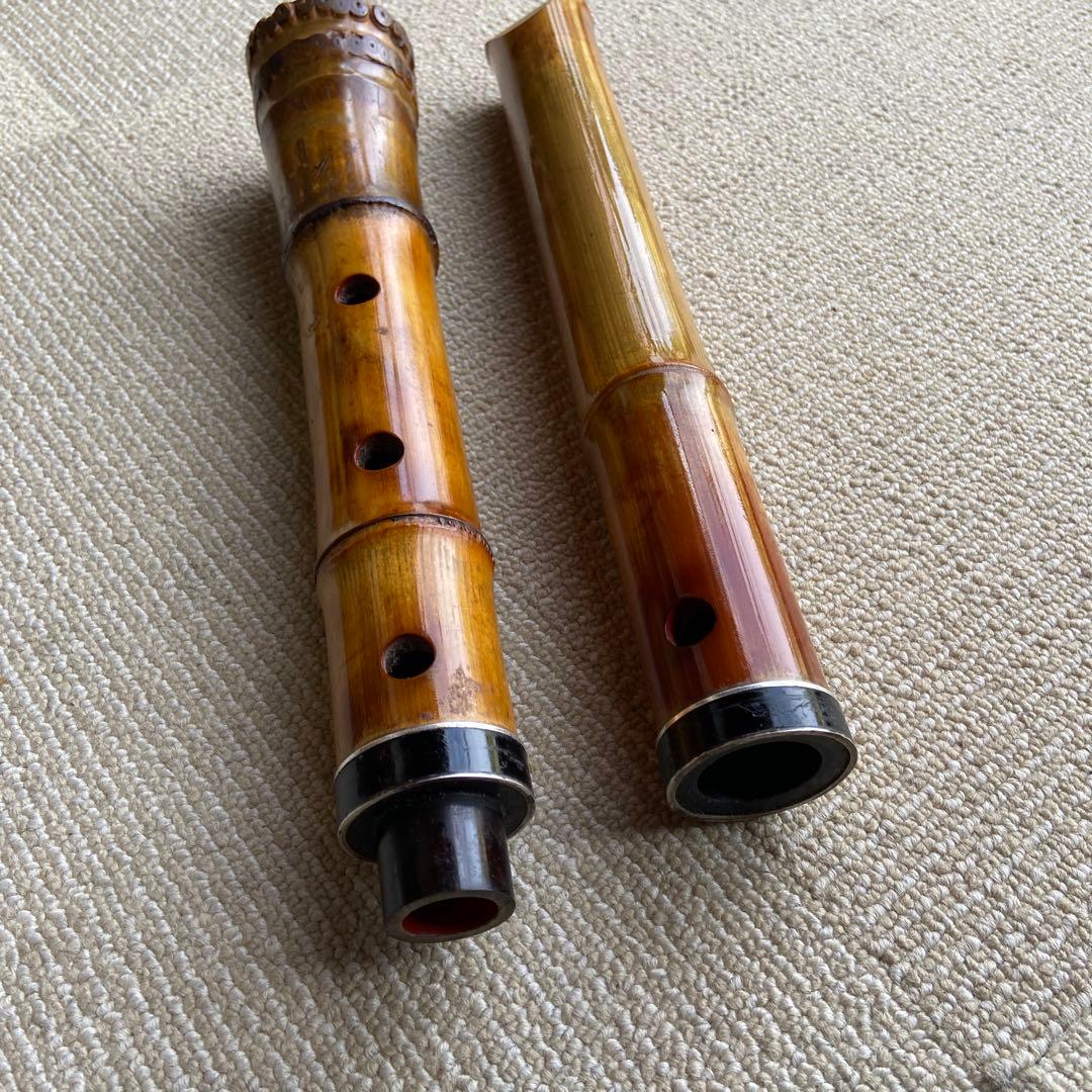 236尺八本体 一尺八寸管　忠輔銘　竹製 5穴