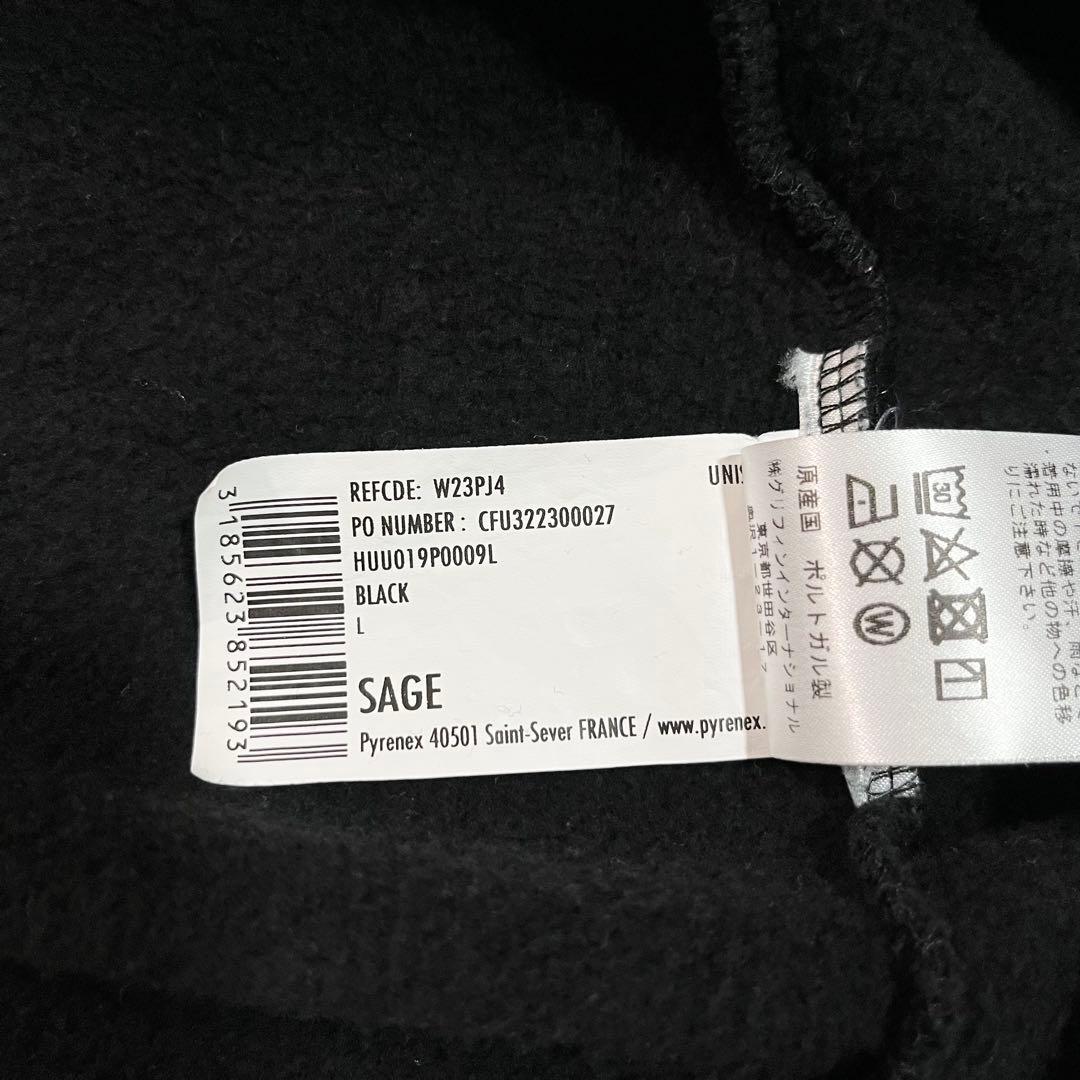 美品 ピレネックス スウェット ハーフジップ 裏起毛 ワッペン 黒 L