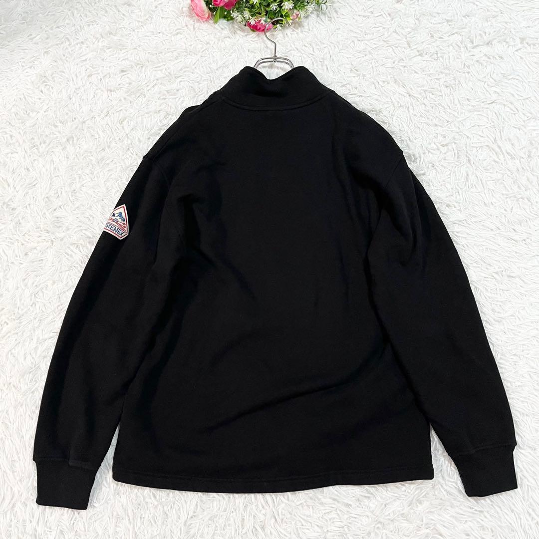 美品 ピレネックス スウェット ハーフジップ 裏起毛 ワッペン 黒 L