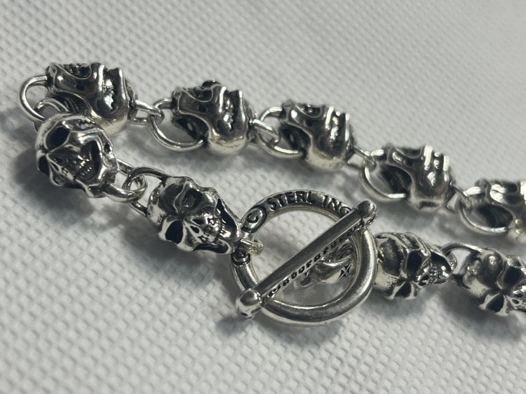 【新品】STERLING SILVER スカル ブレスレット
