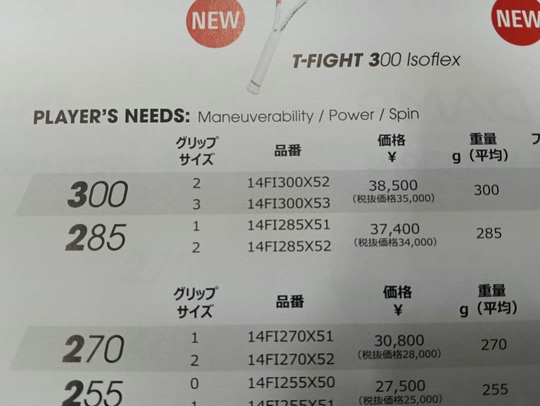 新品テクニ ファイバーT-FIGHT100インチ300ｇガット付き