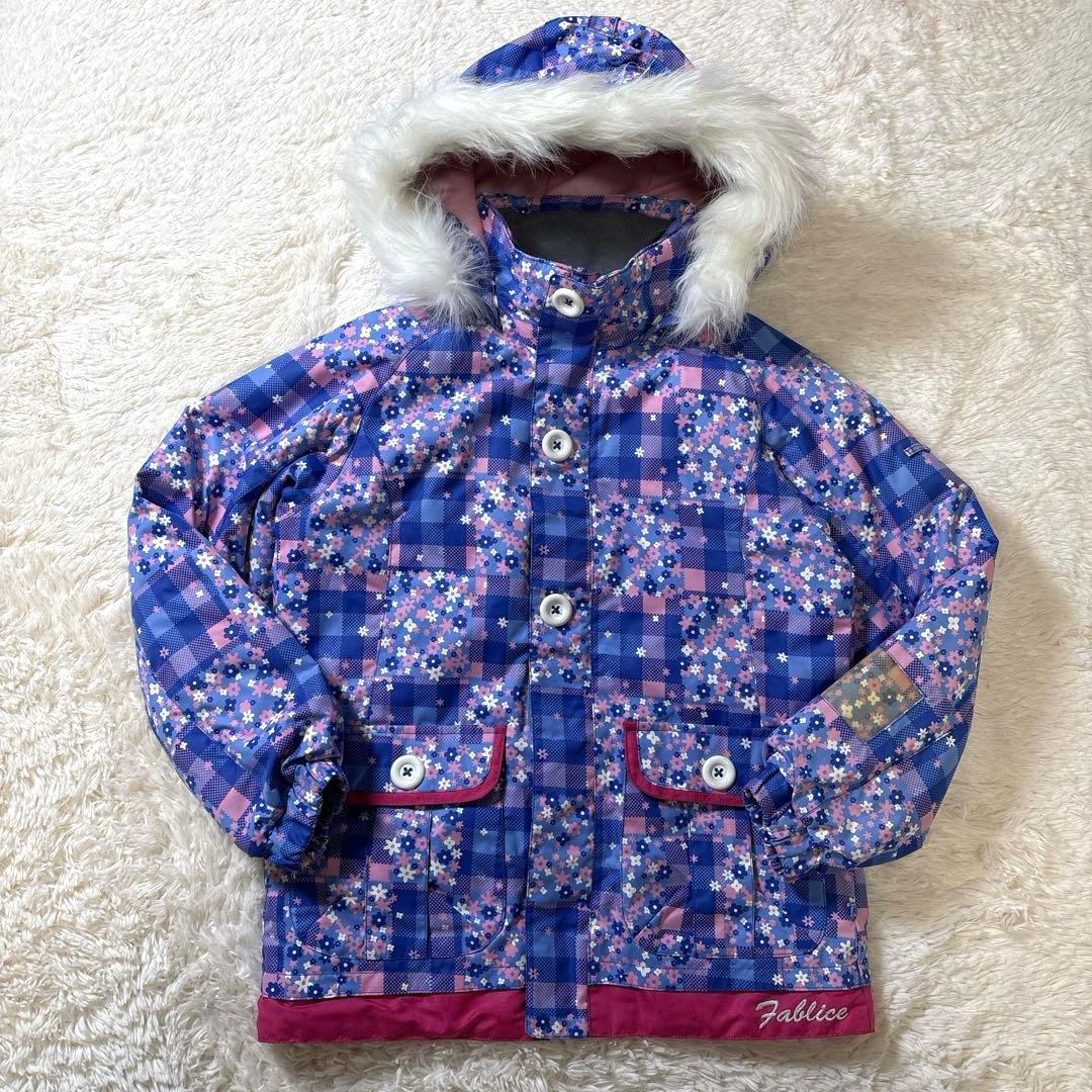 FABLICE キッズ スキーウェア 140 花柄 上下セット フード付 雪遊び