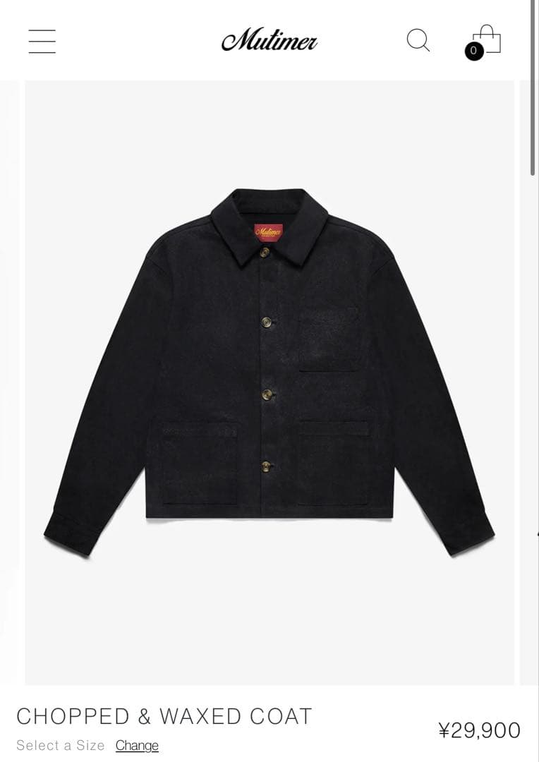 Mutimer ジャケット CHOPPED & WAXED COAT ブラック