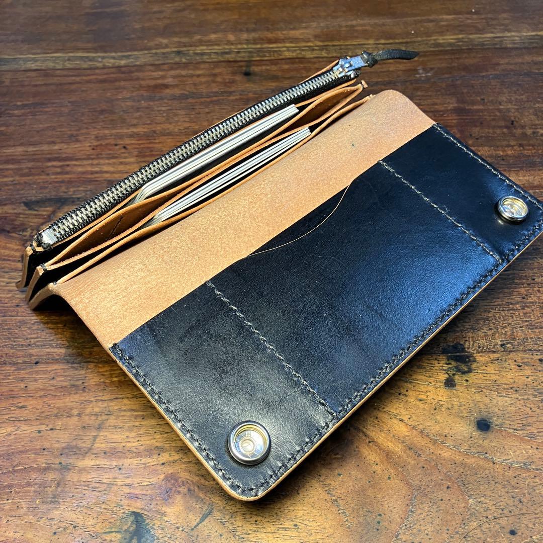 トラッカーウォレット　ブラック　国産本革　レザークラフト