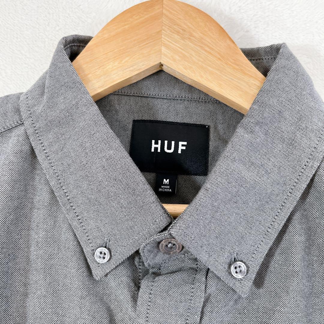 極美品 HUF ハフ シャツ 《M》 オックスフォード ロゴ 長袖 ボタンダウン