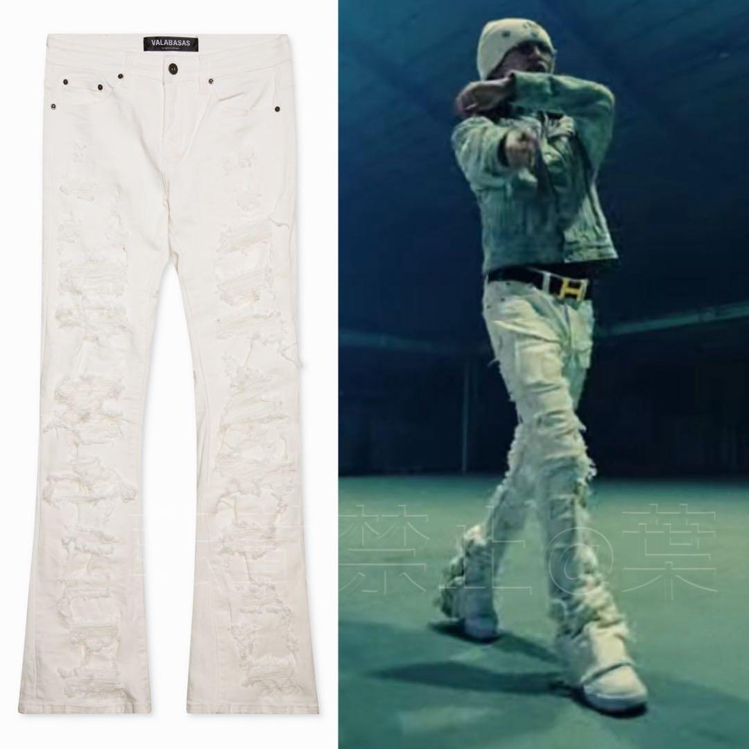 valabasas バラバサス クラッシュスキニーフレアデニム ホワイト 29