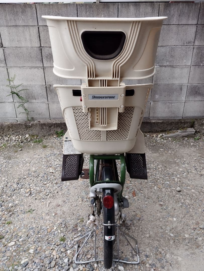 【ブリジストン】緑色シティサイクル チャイルドシート付き 子供乗せ自転車