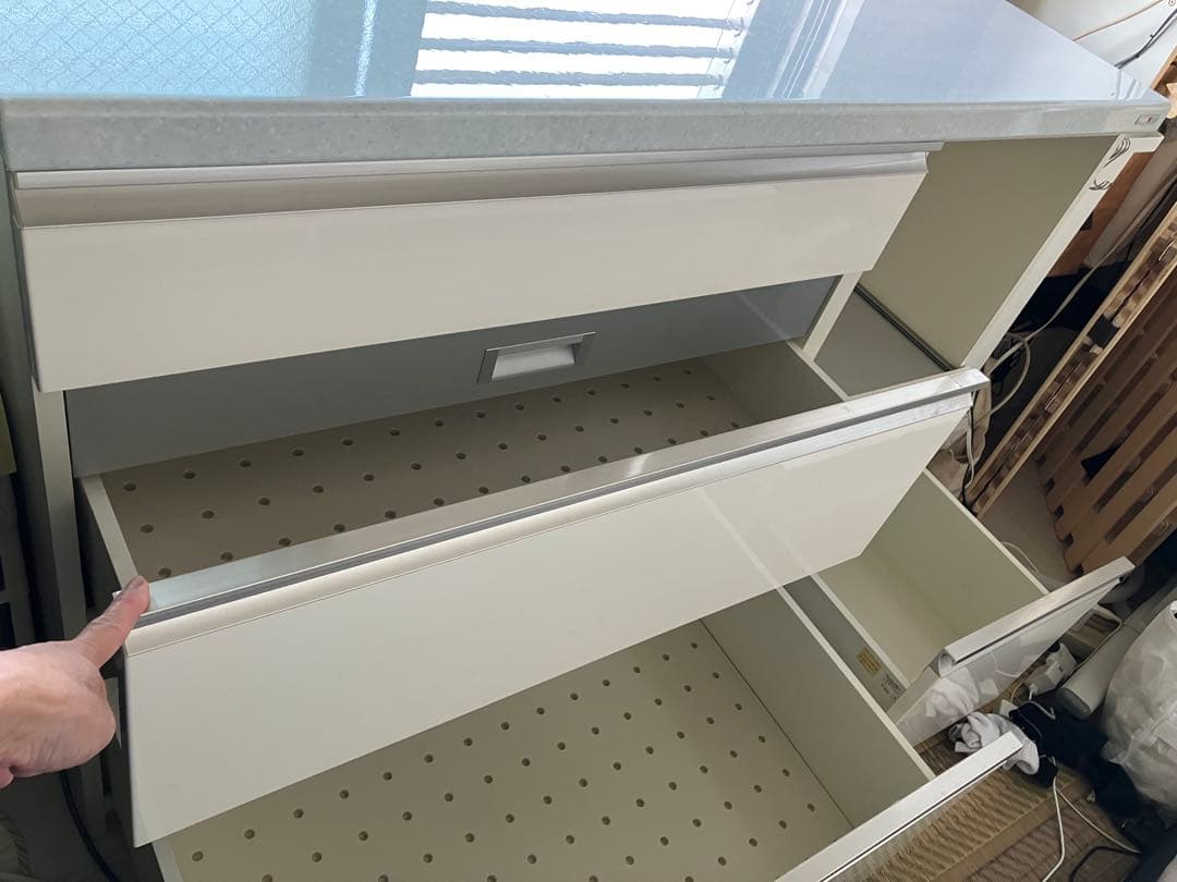 《送料込み》Pamouna パモウナ 120ホワイト食器棚 引き出し付き