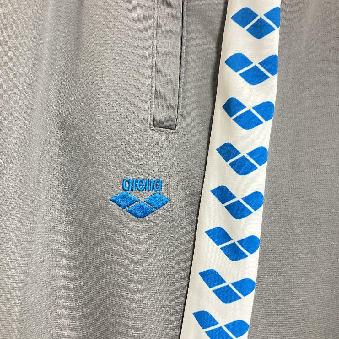 【セットアップ】arena アリーナ　刺繍　デサント製　ジャージ上下　グレー　L