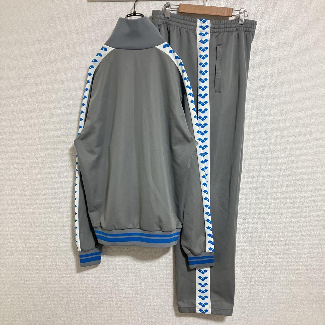 【セットアップ】arena アリーナ　刺繍　デサント製　ジャージ上下　グレー　L