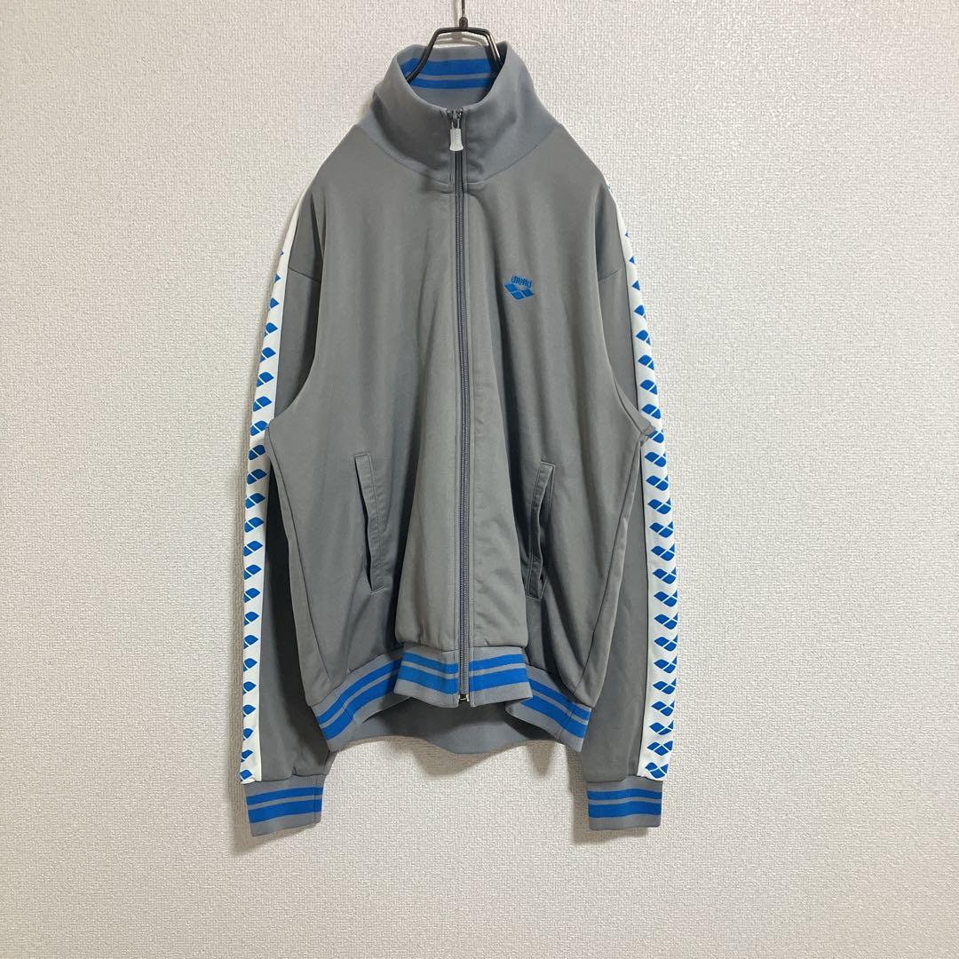 【セットアップ】arena アリーナ　刺繍　デサント製　ジャージ上下　グレー　L