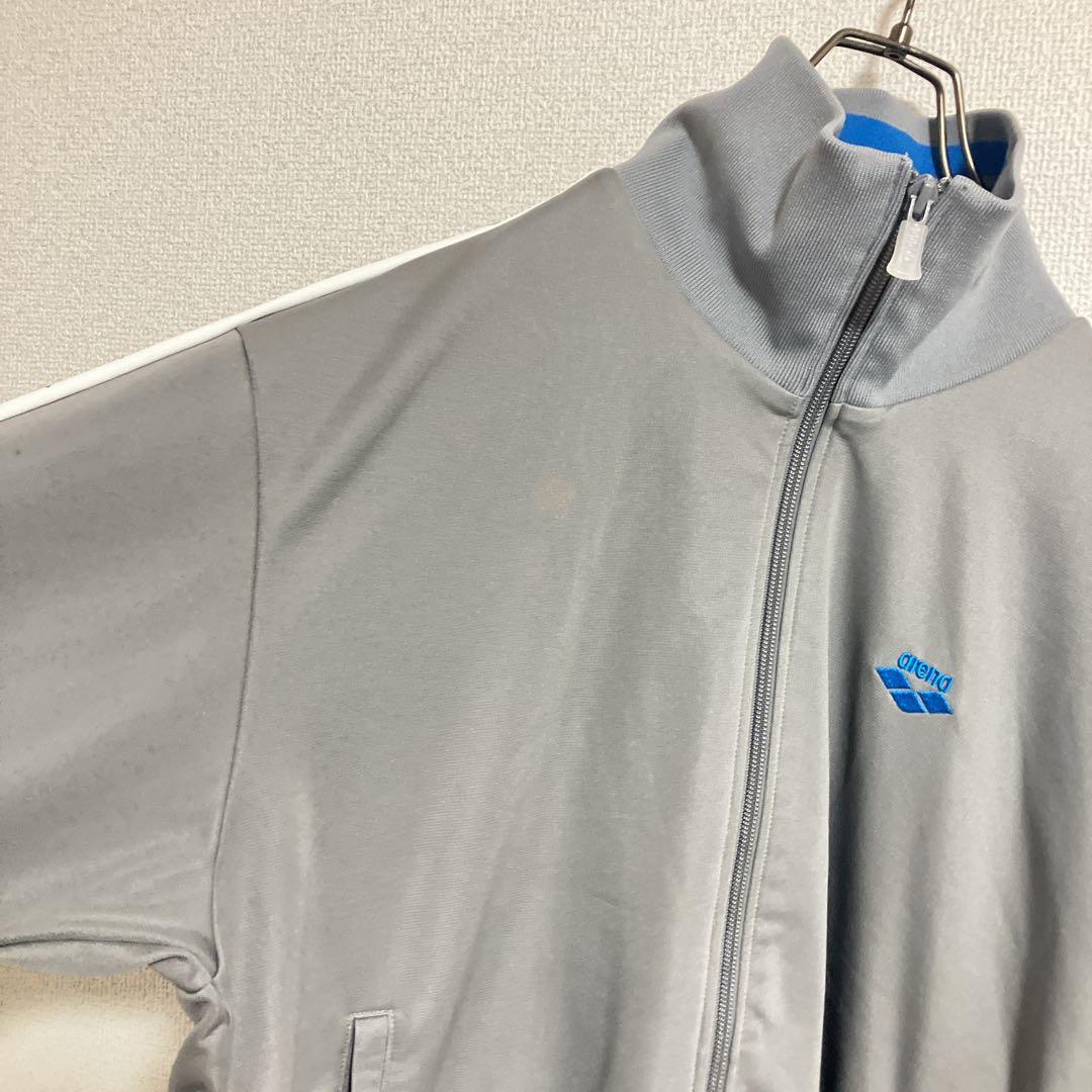 【セットアップ】arena アリーナ　刺繍　デサント製　ジャージ上下　グレー　L