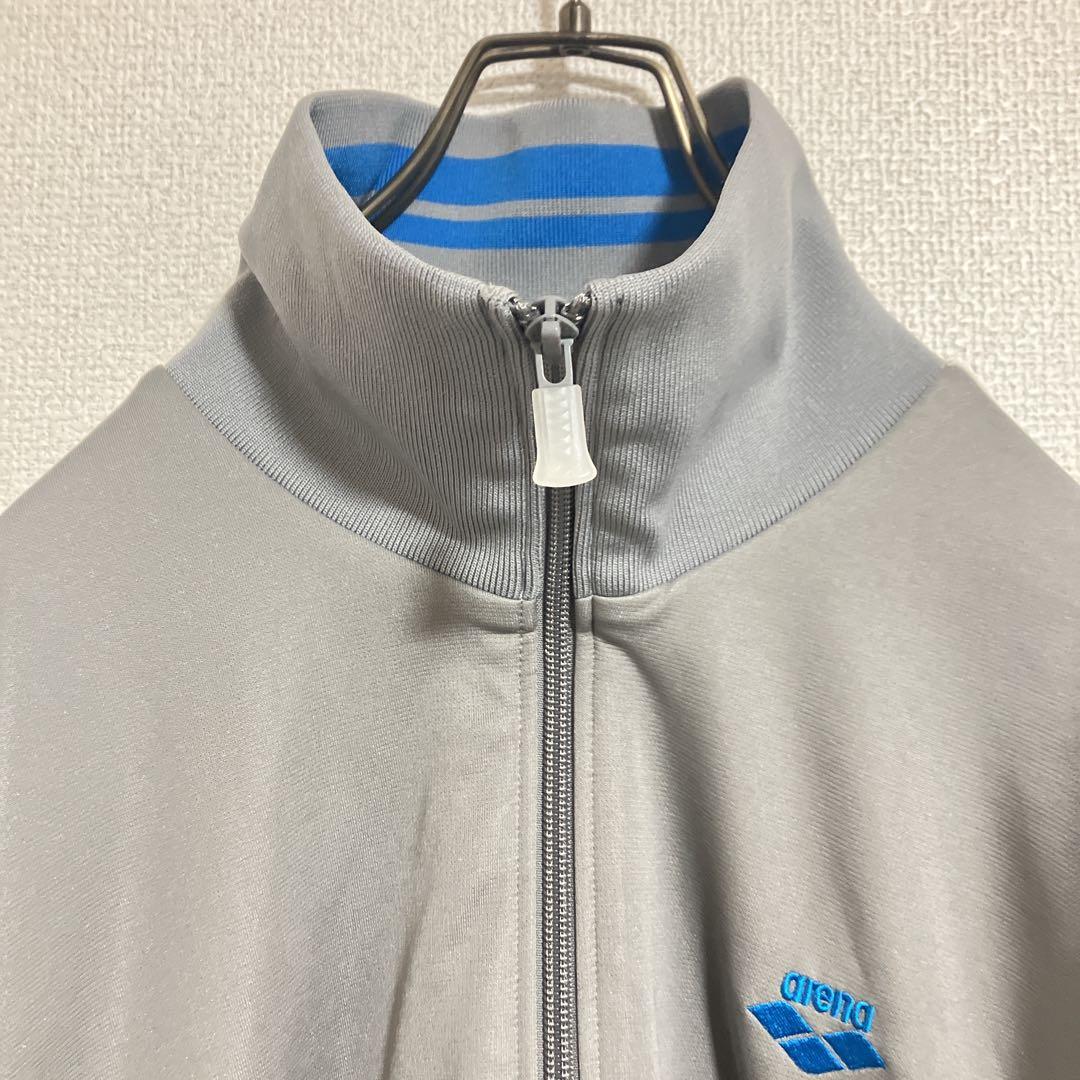 【セットアップ】arena アリーナ　刺繍　デサント製　ジャージ上下　グレー　L