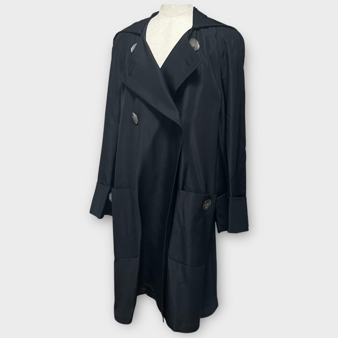 【極美品】アクリス　ケープポンチョコート　高級　シルク100％　黒　皇室御用達