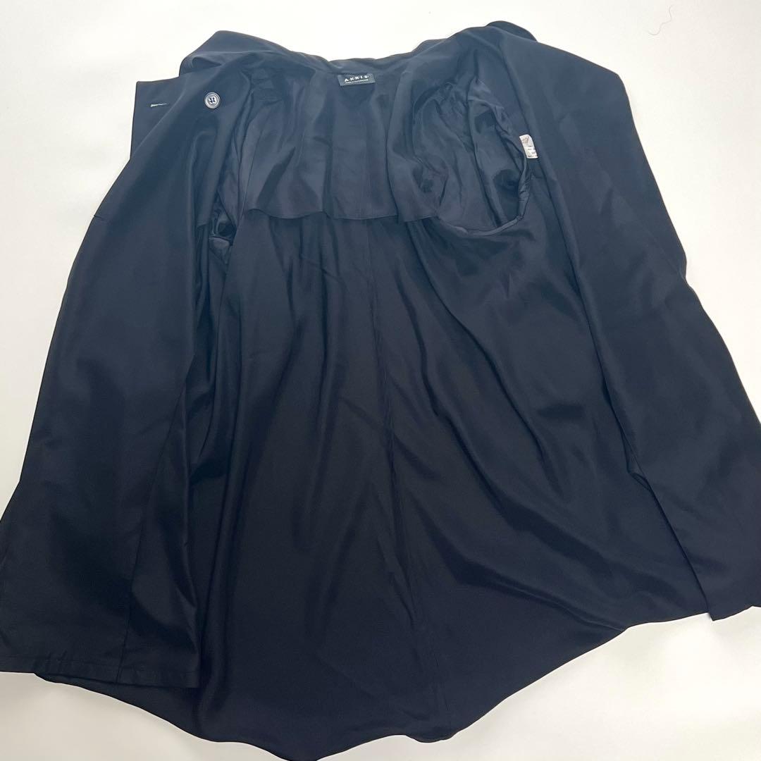 【極美品】アクリス　ケープポンチョコート　高級　シルク100％　黒　皇室御用達