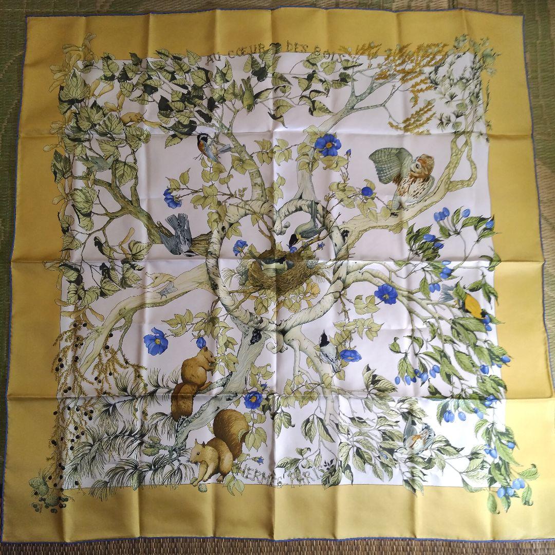 美品‼️HERMES シルクスカーフ 植物動物モチーフ カレ90