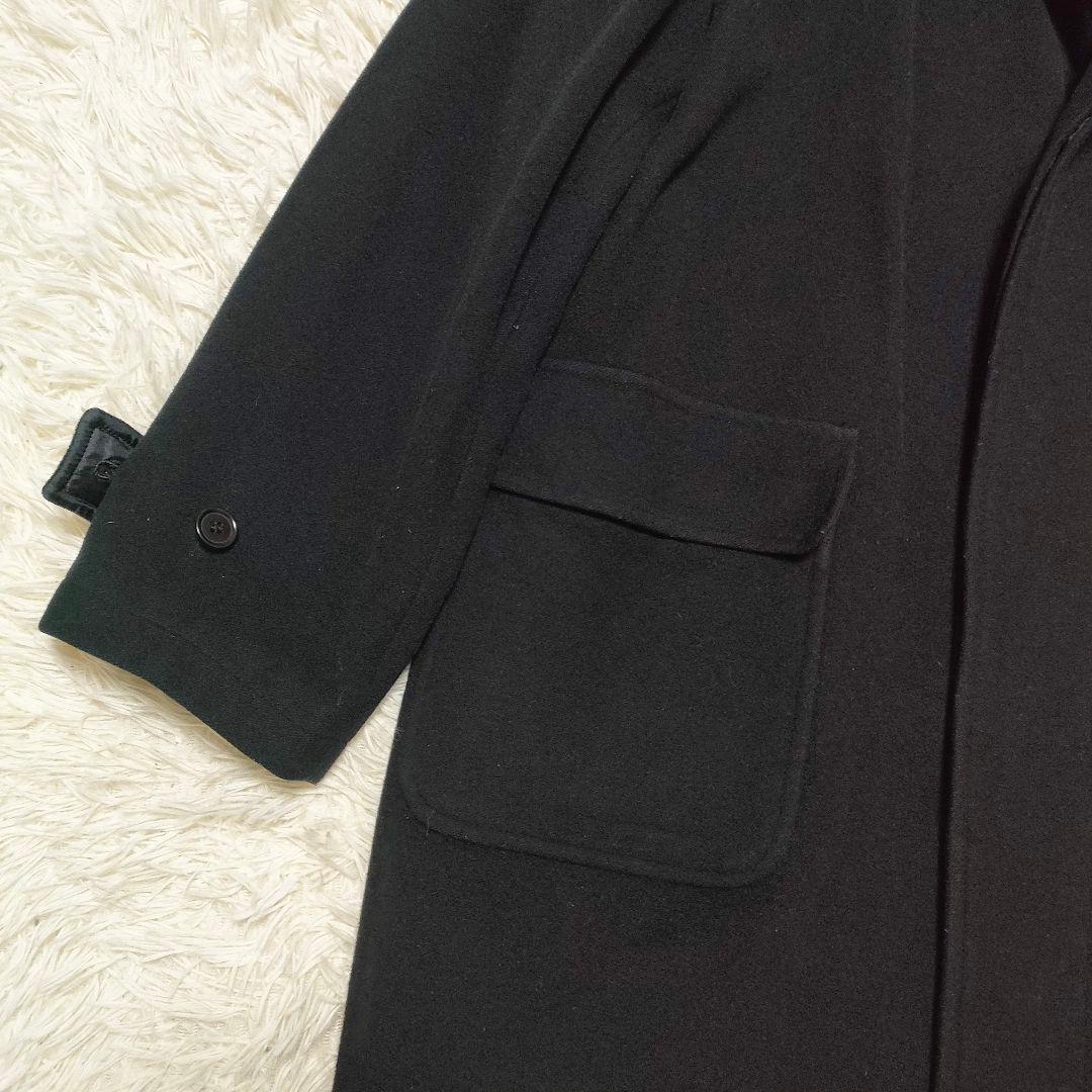 【カシミヤ】 ポールスミス　フーデッドコート　ロングコート　裏地紫　黒　メンズ