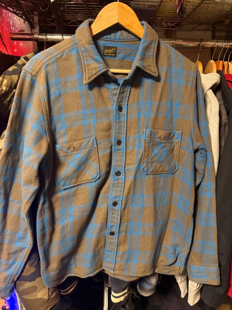 Tenderloin ブラウンブルー チェックネルシャツ