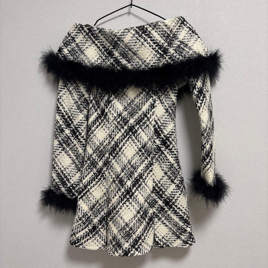 M me eme オフショルダーロービングチェックミニワンピース | 激安通販