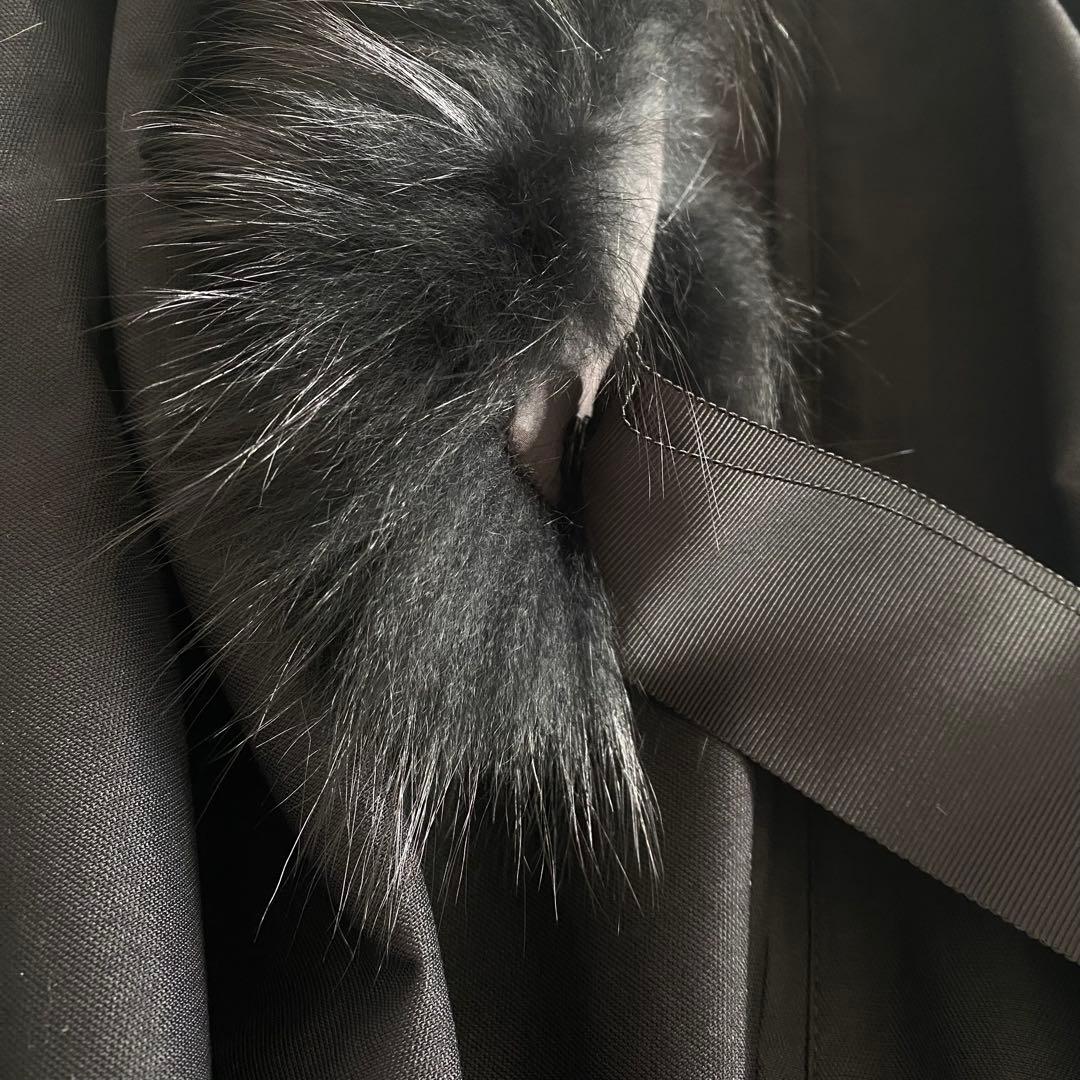 極美品 ユービッグ U-Big バルーンタフタポンチョ 取り外しファーリボン付き